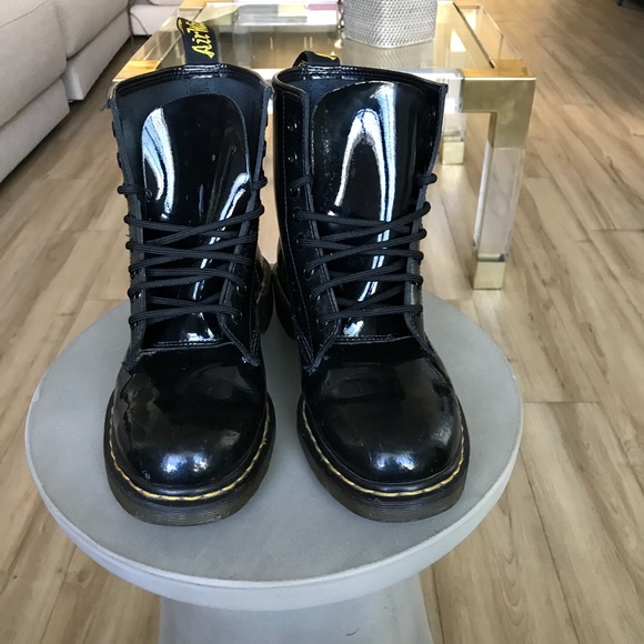 black patent leather doc martens